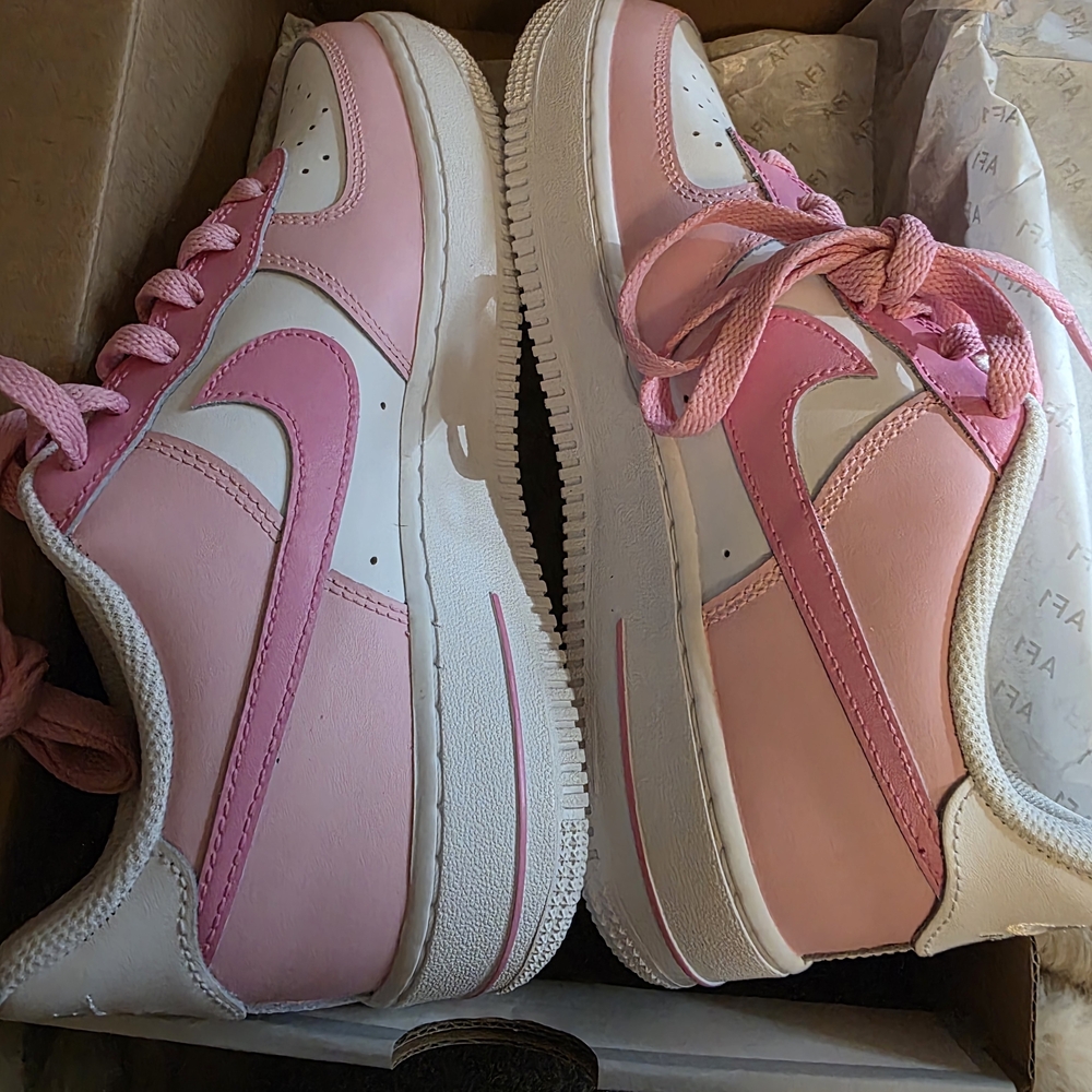 Custom Air Force 1 Bubblegum Drip Sneakers New In Box Size 6 - Picture 2 of 5